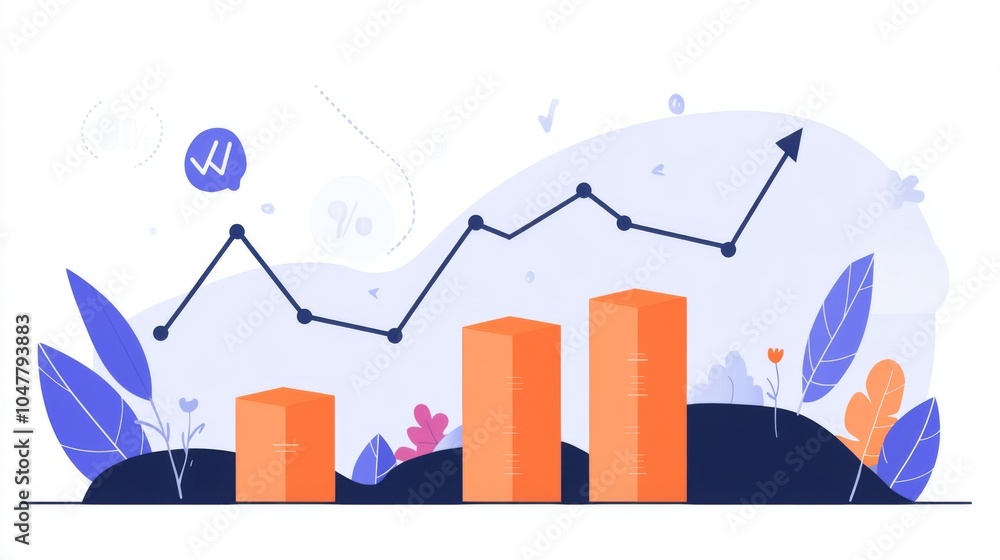 Poster Modern Graph Showing Financial Growth with Nature Elements