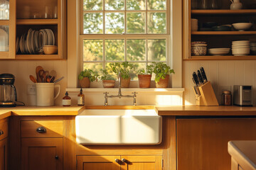 Oak Cabinets and Warm Tones: Farmhouse Kitchen Evokes Inviting Rustic Charm