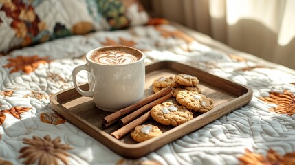 Latte in bed in autumn