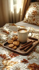 Latte in bed in autumn