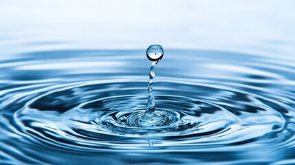 A close-up of a water droplet creating ripples on a calm surface, highlighting the beauty and tranquility of water.