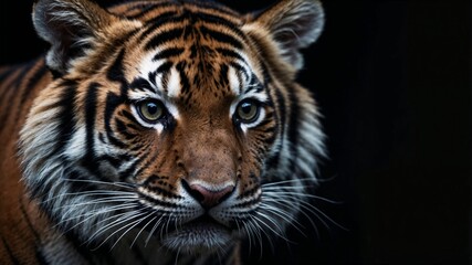 Fototapeta premium young baby tiger captured in a dark room professional photo