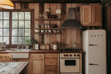 Reclaimed Wood Cabinets and Vintage Fixtures: Farmhouse Kitchen Embraces Rustic Charm