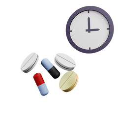 3 D illustration of time of take medicine