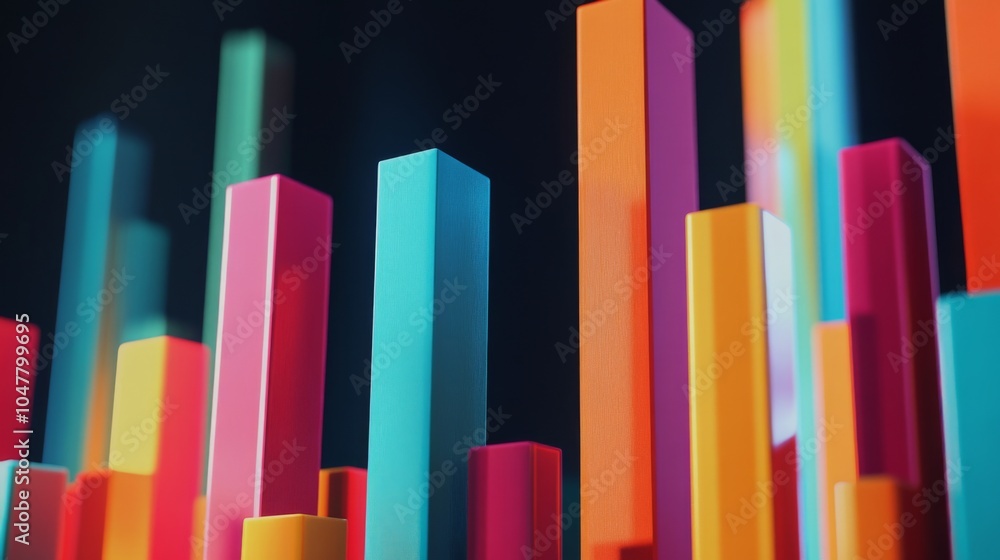 Poster colorful 3d bar graph visualization abstract design
