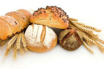 Freshly baked bread loaves with sesame seeds and chocolate chips