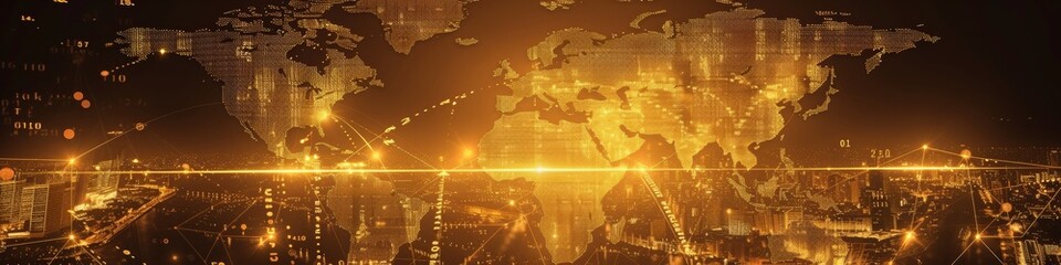 Obraz premium World map and logistics network displayed on advanced digital systems