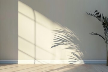 Minimalist Room with Palm Shadow