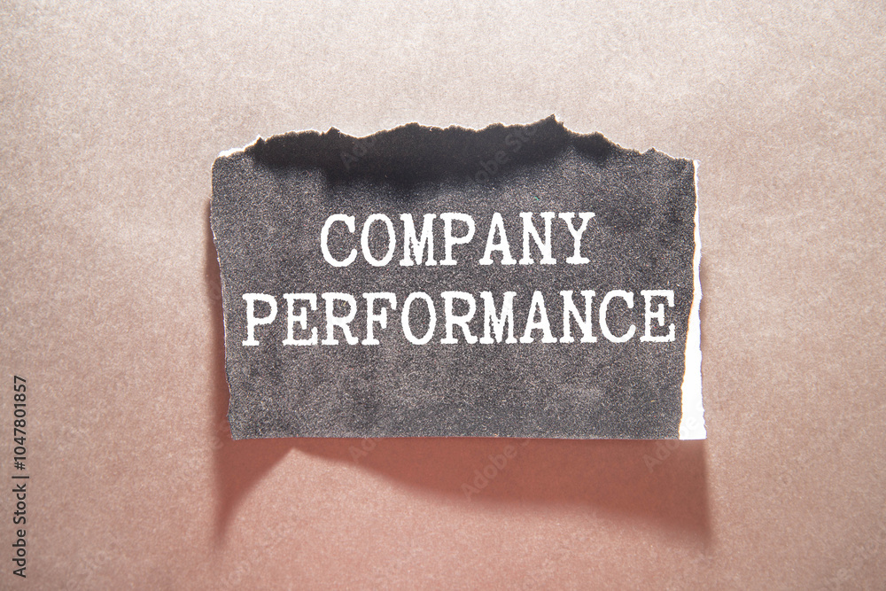 Poster a scrap of blue paper with clips on a gray background with the text - company performance