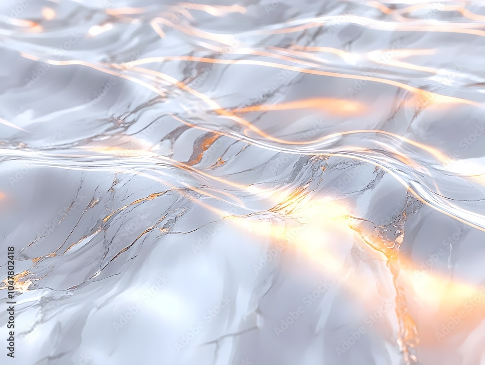 Poster an abstract close-up of shimmering water surface, reflecting soft light and smooth textures, creatin