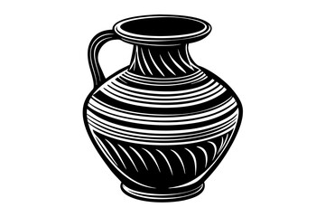 Clay vase on the white background