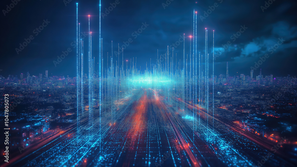 Aufkleber chic visualization of 5g web communication signals forming during network interactions