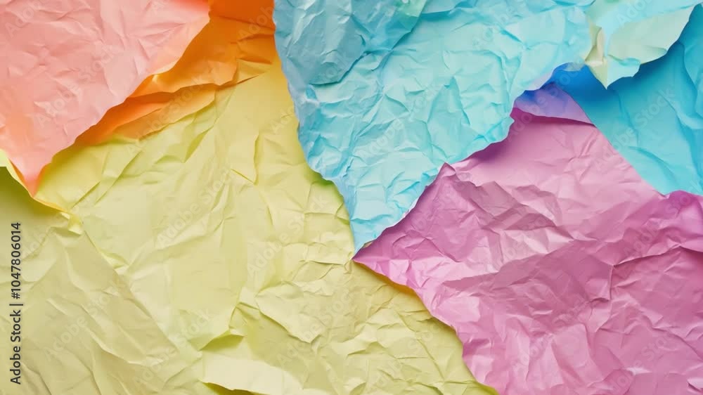 Poster a collection of crumpled tissue paper in various vibrant colors lies spread out, displaying a rich t