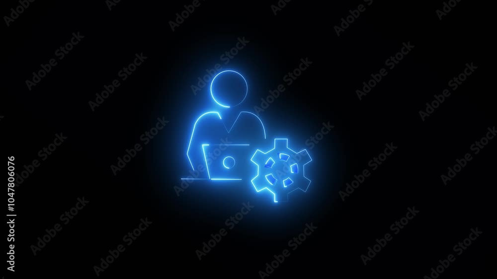Poster black background glowing neon profile settings icon background user setting icon profile avatar with