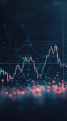 Fototapeta premium Abstract financial chart with glowing bokeh background, representing growth, analytics, and market trends.