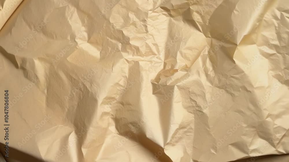 Poster The crumpled brown paper displays a random pattern of folds and creases on a flat surface. The warm tones and textures create an inviting and artistic appearance that captures attention.