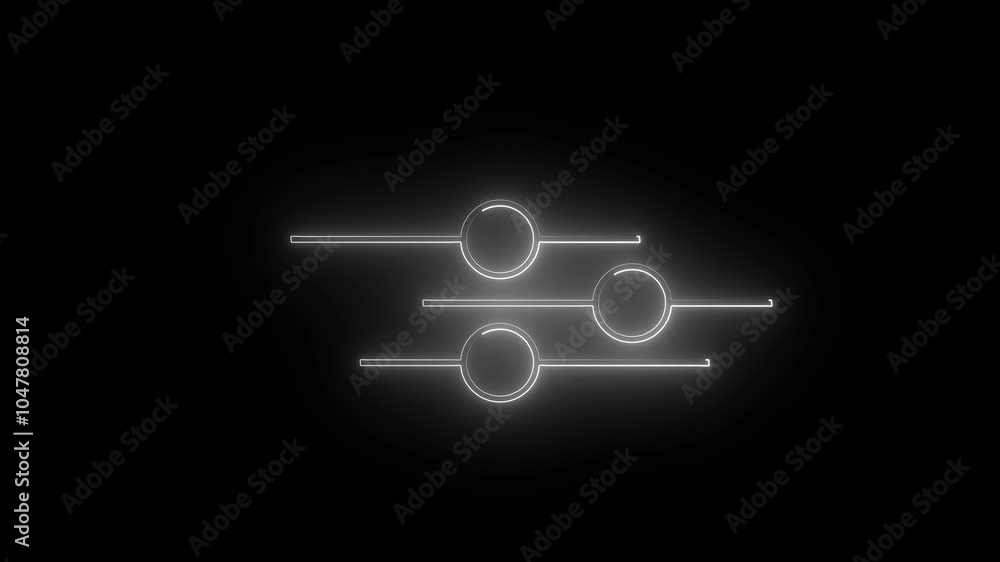Aufkleber neon glowing purple color gear setting icon on black background animation, technology setting icon .