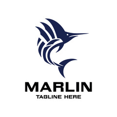 Logo Marlin Fish Abstract Simple Luxury.