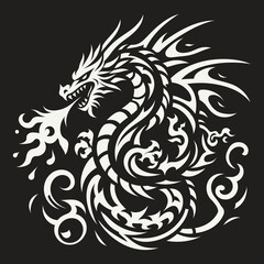 Fototapeta premium dragon tattoo tribal black.eps