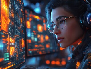 A team of professionals from diverse backgrounds collaborating via AI-powered virtual screens