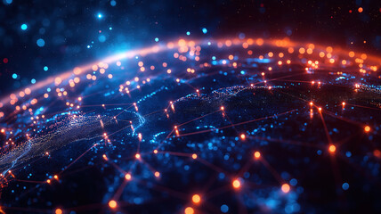 Obraz premium Sophisticated Earth map with a dynamic network design representing global connections