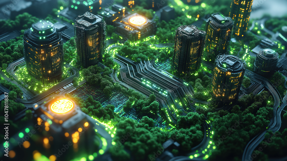 Poster elegant exploration of the environmental impact of internet usage and data centers on earth