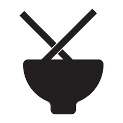 bowl and chopsticks icon. Cartoon style bowl and chopsticks icon.