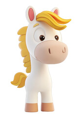 Fototapeta premium Cute Cartoon Horse Illustration with Transparent Background for Design Overlays and Graphic Projects