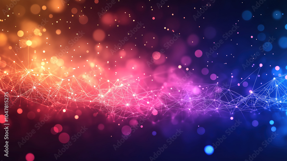 Poster abstract illustration of data transfer and storage through a connected network