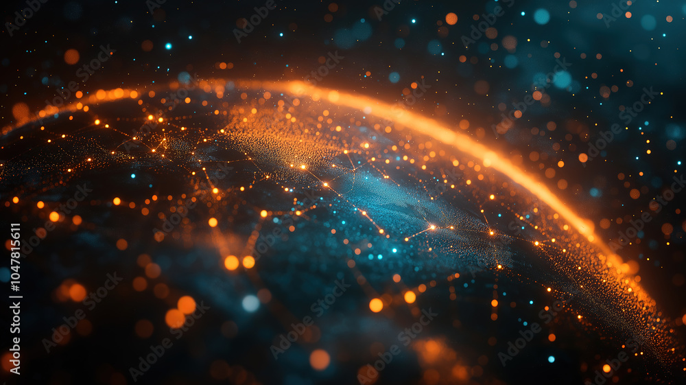 Aufkleber global network of communication technology and internet connectivity supporting cryptocurrency and b