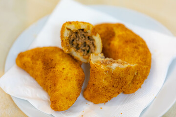 Traditional snack known as risoles, stuffed with minced meat and fried