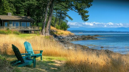 Fototapeta premium Tranquil Coastal Retreat with Scenic Views
