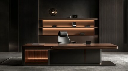 Modern Office Interior with Sleek Desk and Chair