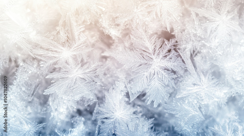 Poster delicate frosted snowflake close-up image