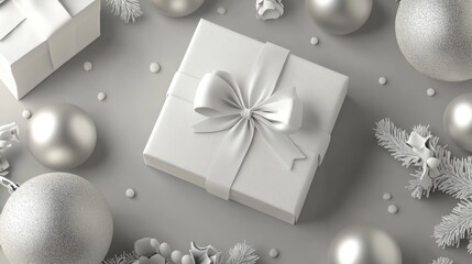Elegant Christmas Gift Box with White Ribbon