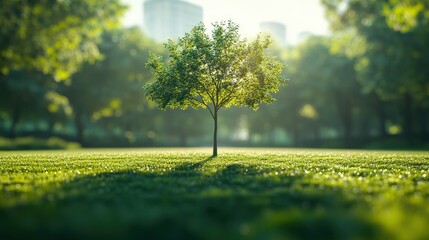 Tranquil Park Scene with Lush Greenery and Sunlight