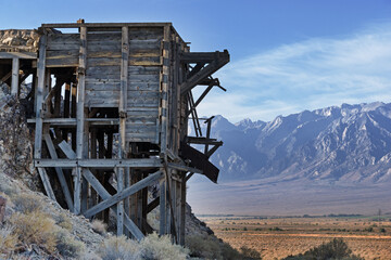 Vintage Timber Ore Loading Chute In The Owens Valley
