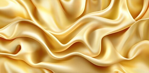 Obraz premium Luxurious Golden Silk Fabric with Elegant Wavy Texture, Shimmering Metallic Surface Background for Luxury Concepts