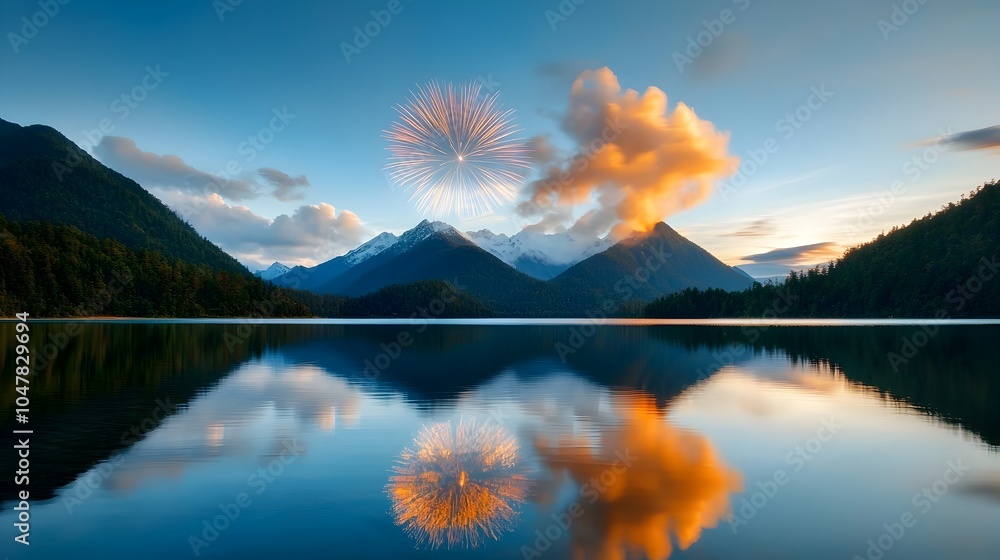 Poster breathtaking display of colorful fireworks exploding in the night sky their brilliant reflections da