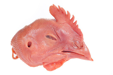 Chicken head on white background