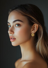 Fototapeta premium Gold earrings photography woman accessories.