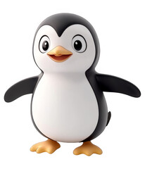 Obraz premium Cute Penguin Illustration with Transparent Background, Perfect for Design Projects and Overlays