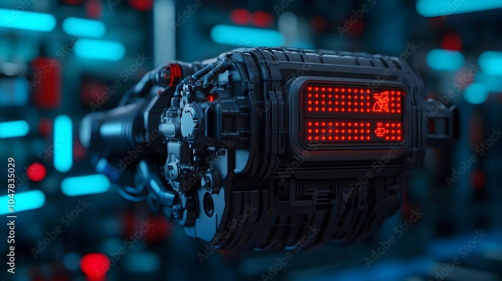 Aufkleber robotic assistant utilizing advanced holographic tools to precisely repair a flying car engine in a 