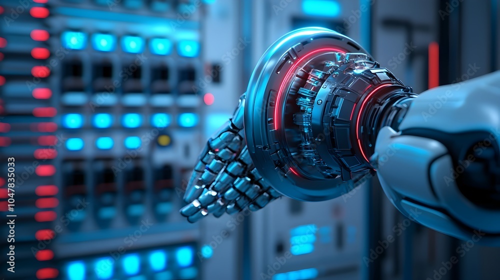 Aufkleber robotic assistant using advanced holographic tools to perform precision repairs on the engine of a f