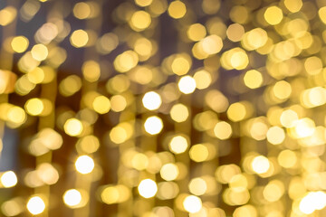 Yellow warm Blurred bokeh Merry Christmas and Happy Ney Year Background