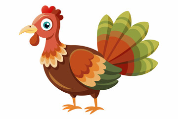 Female turkey standing. Isolated Illustration on white background