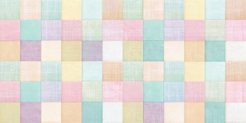 Fototapeta premium Abstract aesthetic background with colorful squares in pastel colors and fabric textures , abstract, aesthetic, background