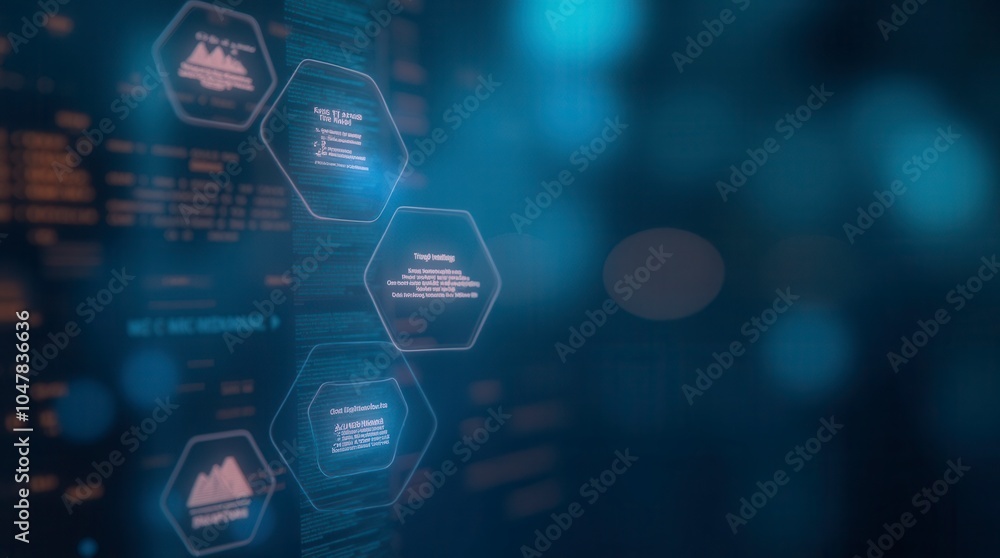 Poster machine learning process infographic with copy space technology concept blurred background