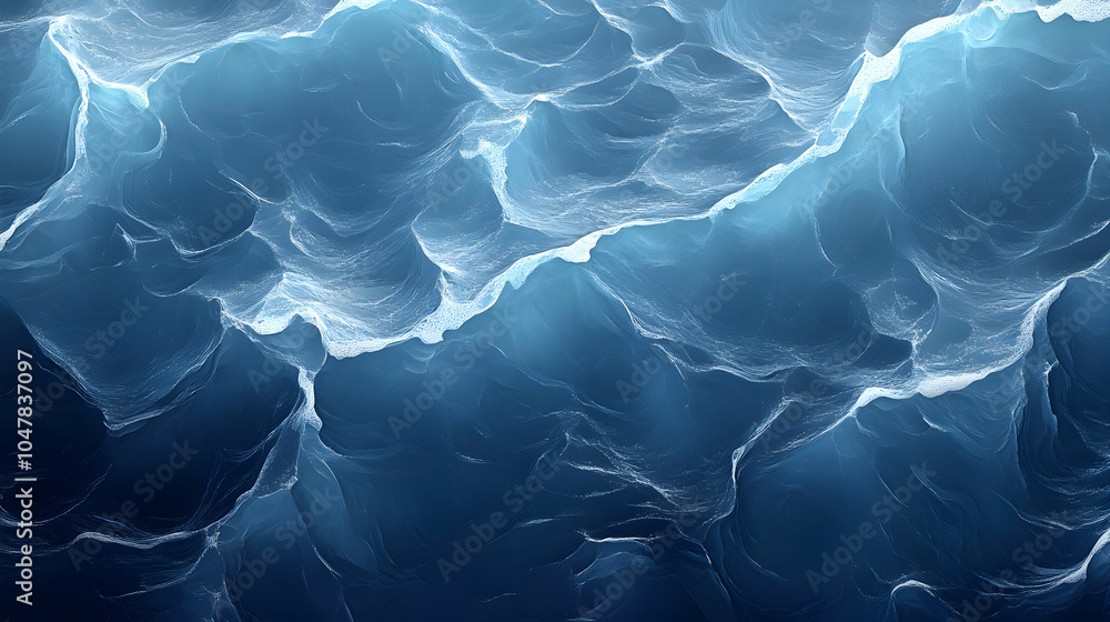 Poster tranquil blue sea surface with subtle waves creating patterns under bright sunlight
