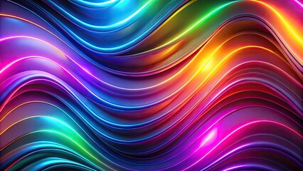 Fototapeta premium Colorful abstract neon wallpaper with curvy shapes glowing in ultraviolet spectrum, render, abstract, neon, wallpaper